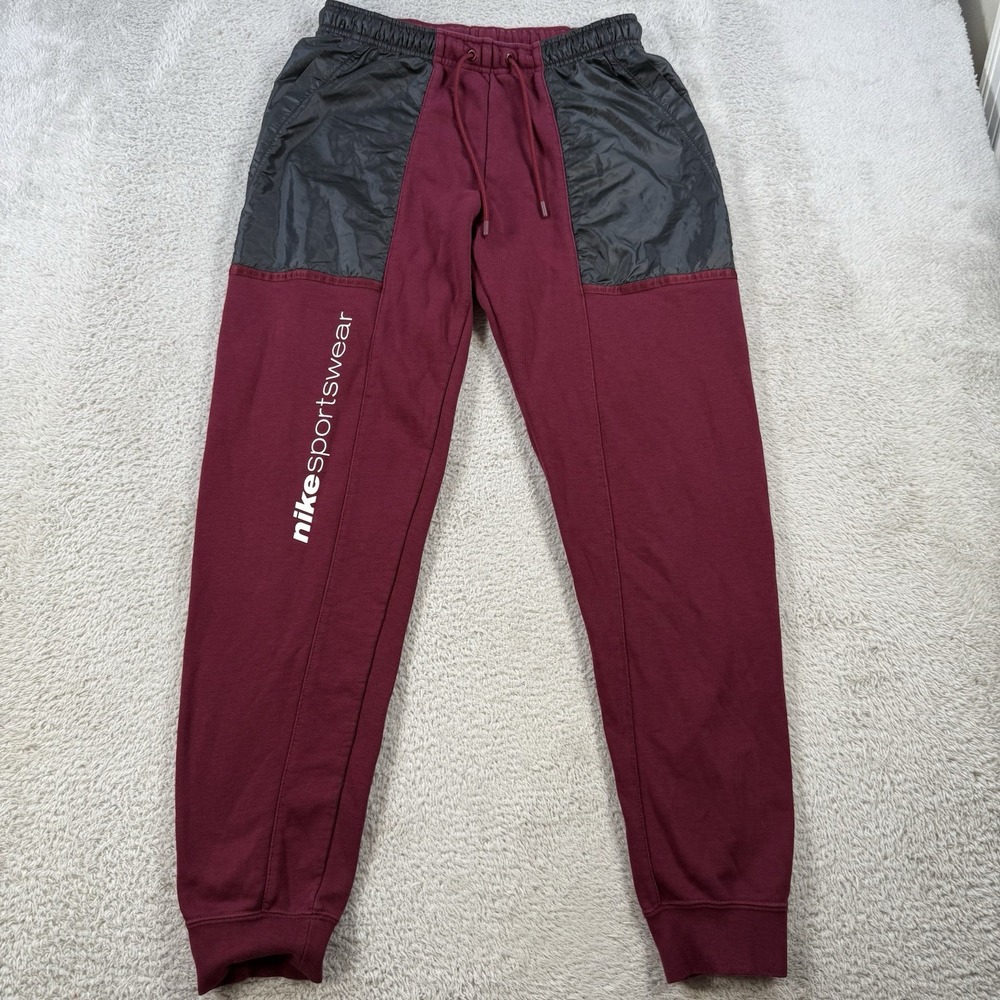 Nike Joggers Mens Small Red Sportswear French Terry Drawstring Gym Sweatpants